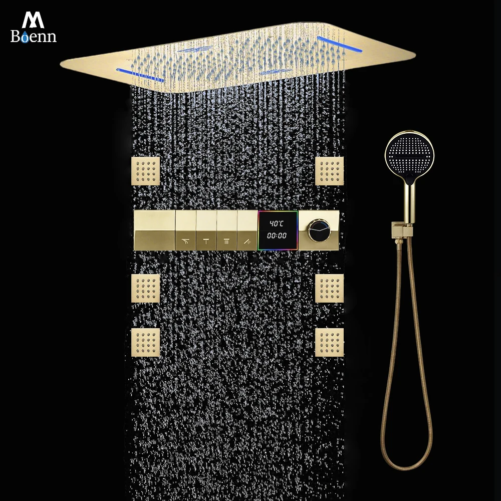 Музыкальный душевой набор M Boenn с 4 функциями, смеситель для ванной с 64-цветной подсветкой, умный цифровой дисплей, термостат, латунный смеситель
Музыкальный душевой набор M Boenn с 4 функциями, смеситель для ванной с 64-цветной подсветкой, умный цифровой дисплей, термостат, латунный смеситель