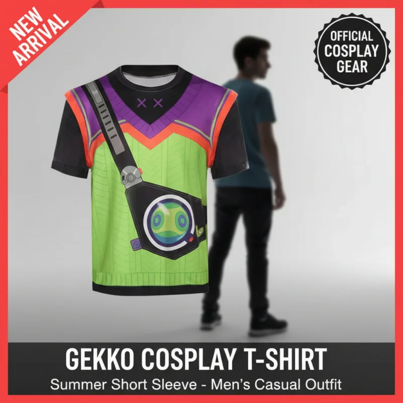 ☆YunCos Valorant Gekko Cosplay T-Shirt Men Summer Short Sleeve Top Casual Outfit Halloween Party Costume☆
☆YunCos Valorant Gekko Cosplay T-Shirt Men Summer Short Sleeve Top Casual Outfit Halloween Party Costume☆