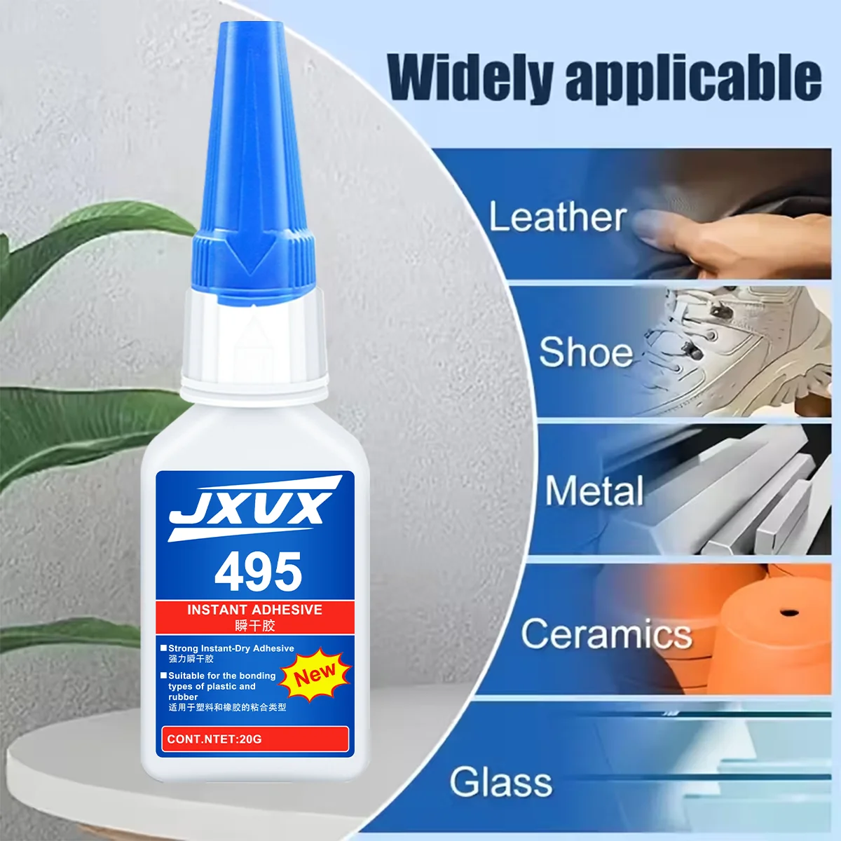 495 Super Strong Instant Adhesive Agent Fast Drying Cyanoacrylate Suitable for Metal/Plastic/Rubber/Wood/Leather/Glass/Ceramic DIY Repairs 20g
495 Super Strong Instant Adhesive Agent Fast Drying Cyanoacrylate Suitable for Metal/Plastic/Rubber/Wood/Leather/Glass/Ceramic DIY Repairs 20g