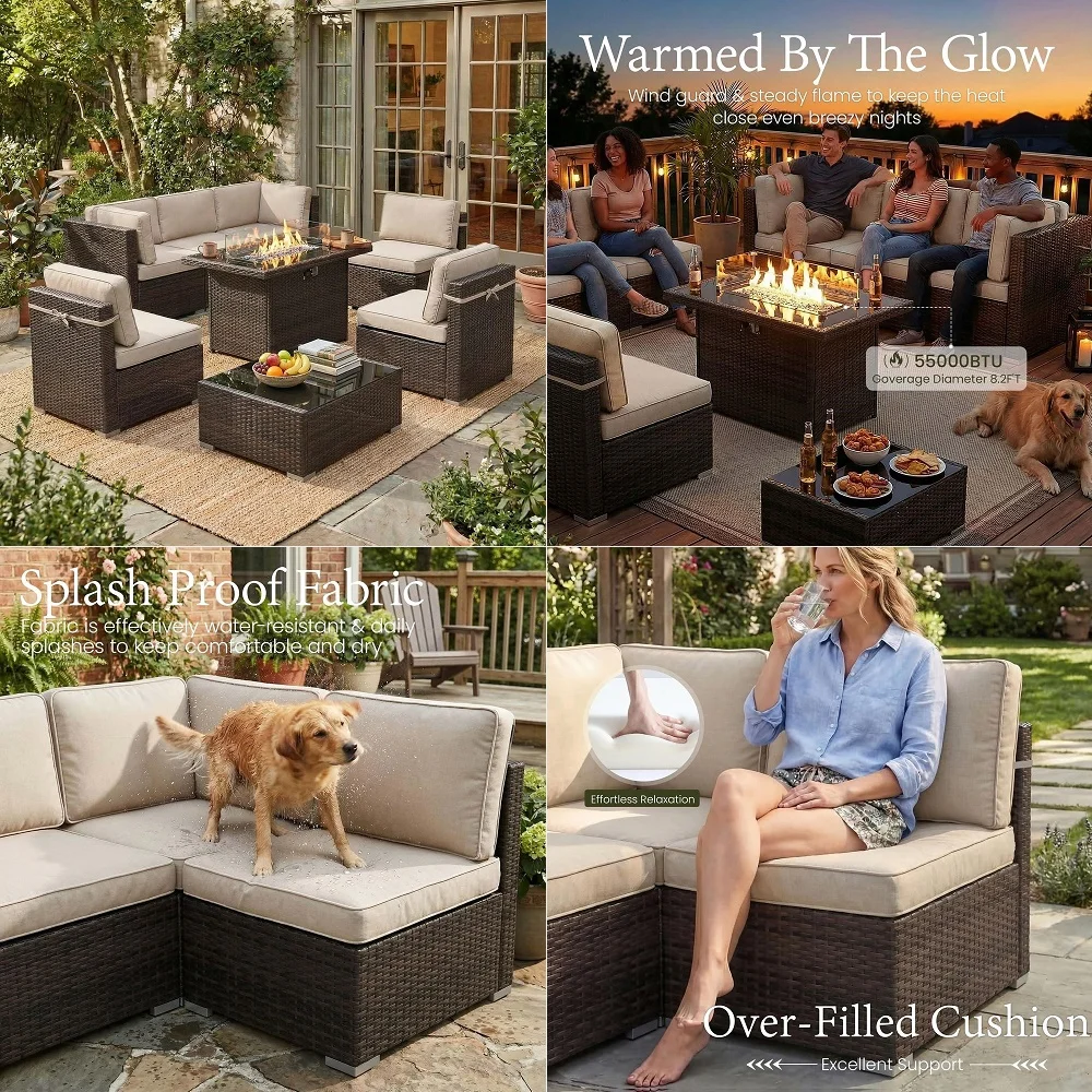 7 Pieces Patio Furniture Set with Waterproof Cover, Outdoor Sectional Sofa Conversation Set, All Weather Wicker Rattan Dining T
7 Pieces Patio Furniture Set with Waterproof Cover, Outdoor Sectional Sofa Conversation Set, All Weather Wicker Rattan Dining T