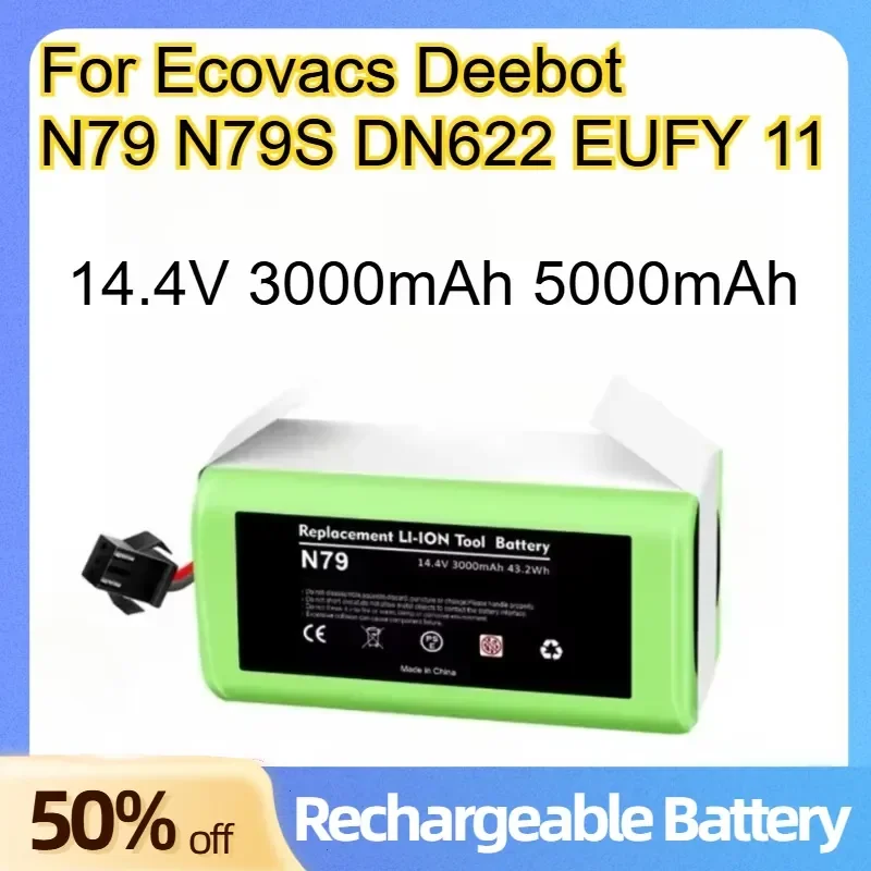 14.4V Lithium Rechargeable Battery 3000mAh 5000mAh for Ecovacs Deebot N79 N79S DN622 EUFY 11 Sweeper Replace The Battery
14.4V Lithium Rechargeable Battery 3000mAh 5000mAh for Ecovacs Deebot N79 N79S DN622 EUFY 11 Sweeper Replace The Battery