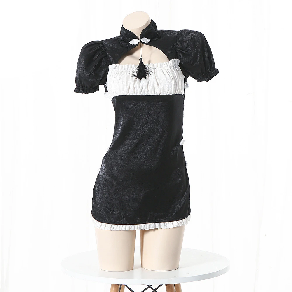 Women's Vintage Sexy Cheongsam Sexy Lingerie Satin Chinese Traditional Qipao Dress Backless Nightclub Party Dress Maid Costume
Women's Vintage Sexy Cheongsam Sexy Lingerie Satin Chinese Traditional Qipao Dress Backless Nightclub Party Dress Maid Costume