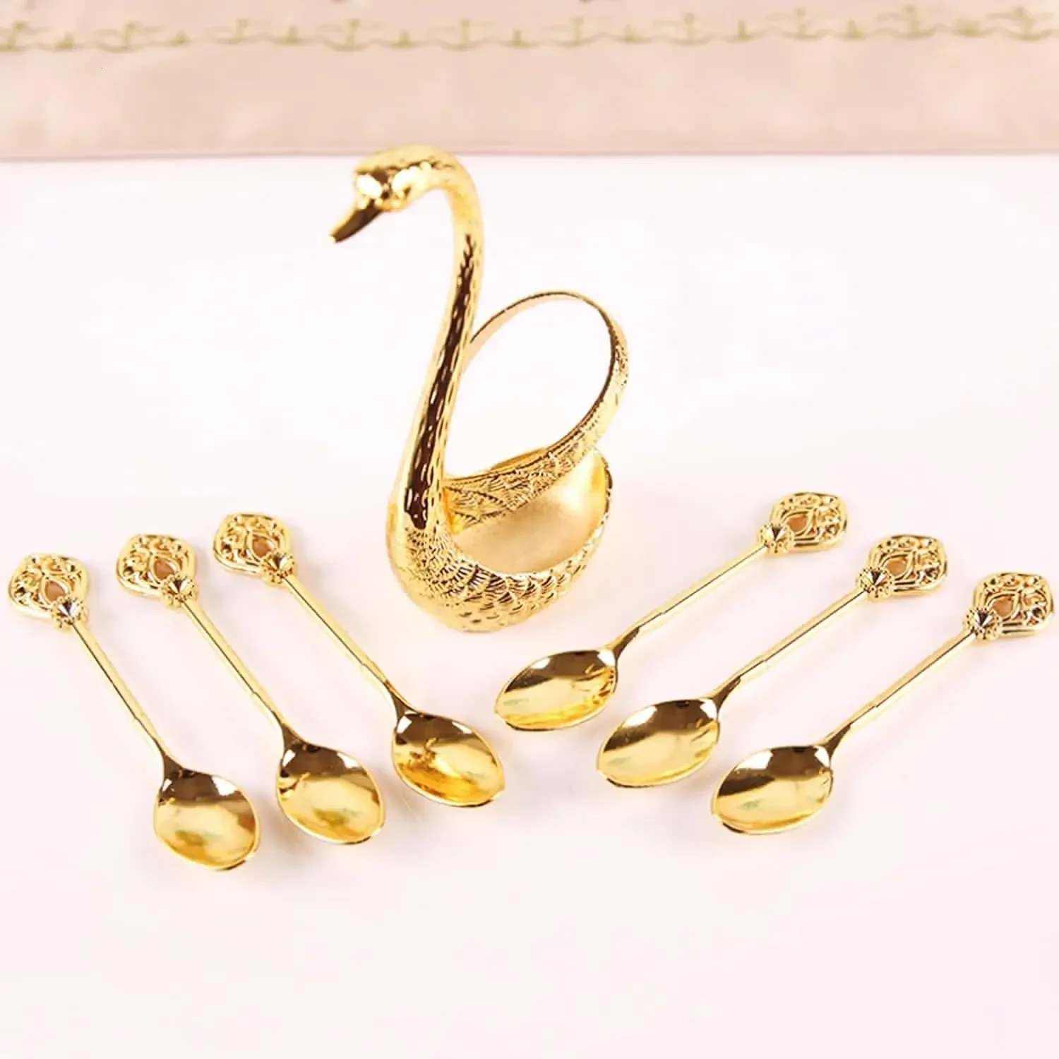 Swan Dinnerware Set with 1 Base and 6 Spoons or 6 Forks Swan Holder Cutlery Set for Coffee Fruit Dessert Mixing Ideal Gift Ideas
Swan Dinnerware Set with 1 Base and 6 Spoons or 6 Forks Swan Holder Cutlery Set for Coffee Fruit Dessert Mixing Ideal Gift Ideas