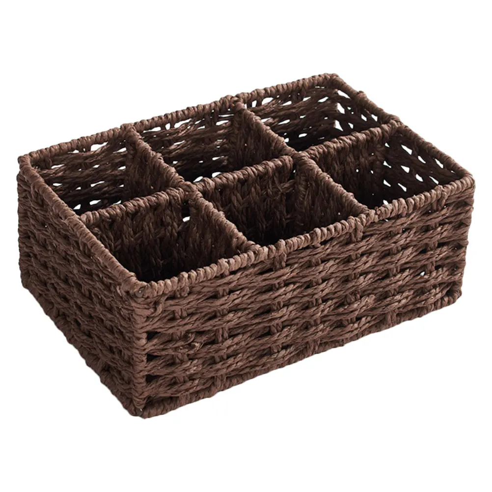 Compartment Six-Grid Woven Basket Vintage Decorative Toilet Paper Storage Organizer Desktop Cosmetics Holder Multipurpose
Compartment Six-Grid Woven Basket Vintage Decorative Toilet Paper Storage Organizer Desktop Cosmetics Holder Multipurpose