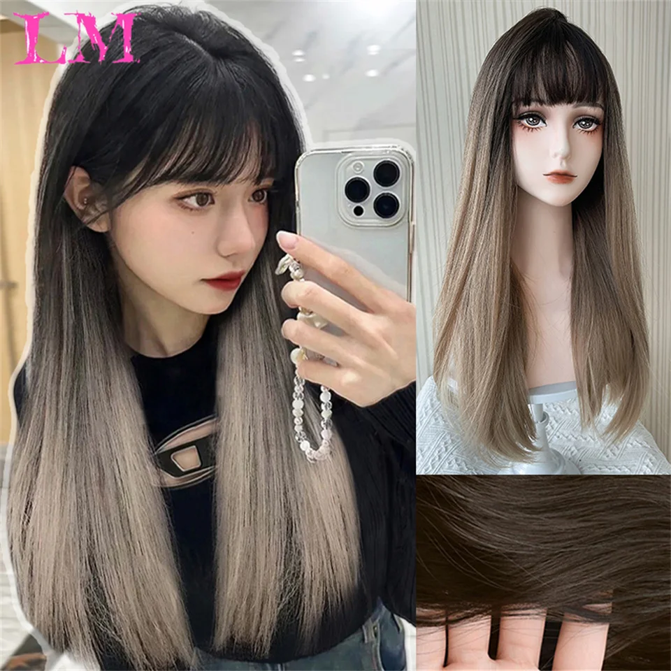 LM Platinum Ombre Synthetic Wigs Cosplay Silky Long Straight Wig with Bangs Dark Root Party Hair Wig for Women Heat Resistant Fi
LM Platinum Ombre Synthetic Wigs Cosplay Silky Long Straight Wig with Bangs Dark Root Party Hair Wig for Women Heat Resistant Fi
