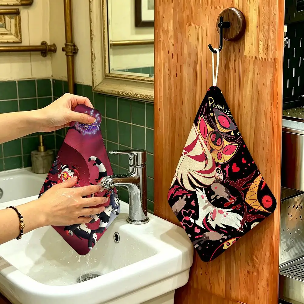 H-Helluva Boss Blitzo Cartoon Hanging Design Hand Wiping Towel, Polyester Cotton Fabric, Universal For Bathroom Kitchen
H-Helluva Boss Blitzo Cartoon Hanging Design Hand Wiping Towel, Polyester Cotton Fabric, Universal For Bathroom Kitchen