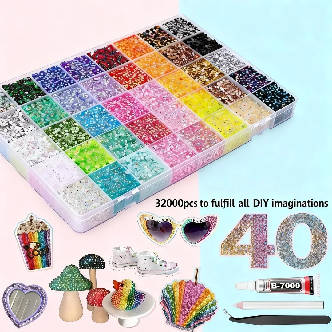 40Grid 32000Pcs Flatback Nail Drill Mixed Color Resin AB Rhinestone Set For Nails Crafts DIY Phone Clothing Decoration
40Grid 32000Pcs Flatback Nail Drill Mixed Color Resin AB Rhinestone Set For Nails Crafts DIY Phone Clothing Decoration