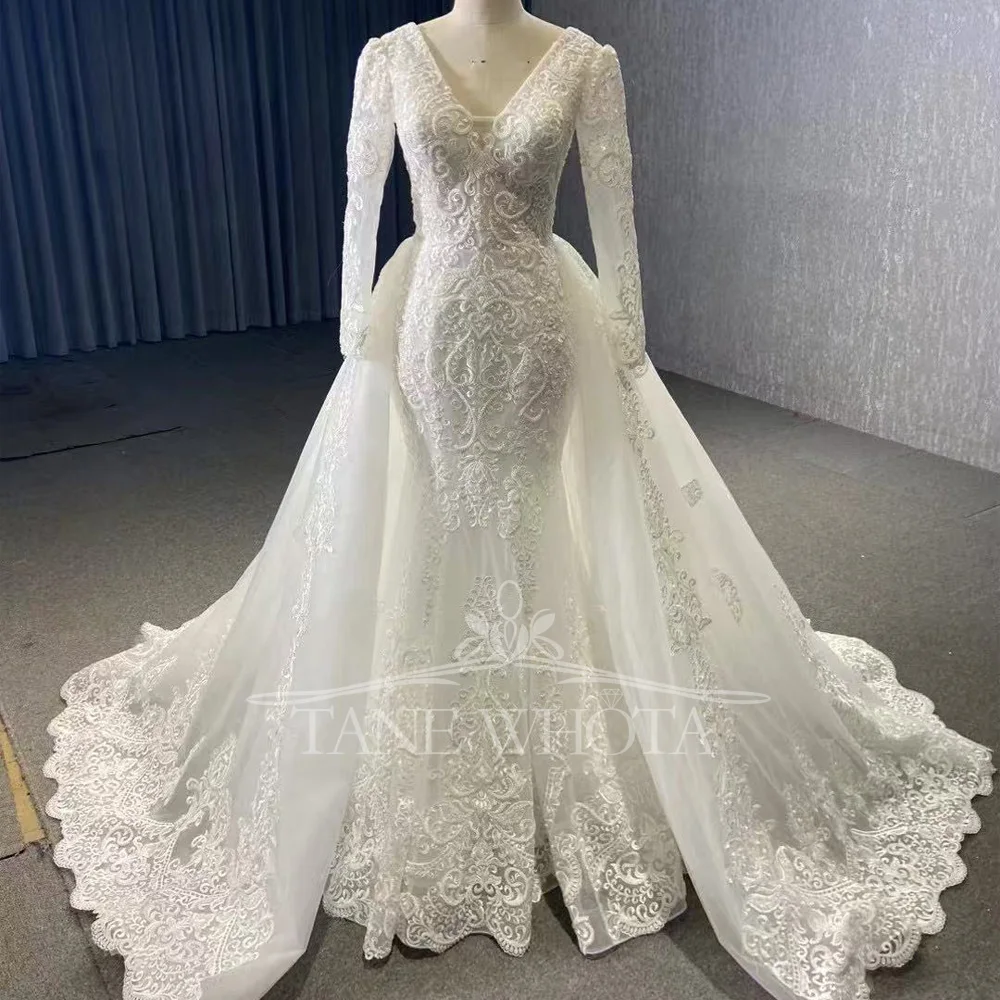 Vestido De Noiva Casamento Cívil V-Neck Long Sleeve Trumpet Embroidery Customized Luxury Wedding Dress
Vestido De Noiva Casamento Cívil V-Neck Long Sleeve Trumpet Embroidery Customized Luxury Wedding Dress