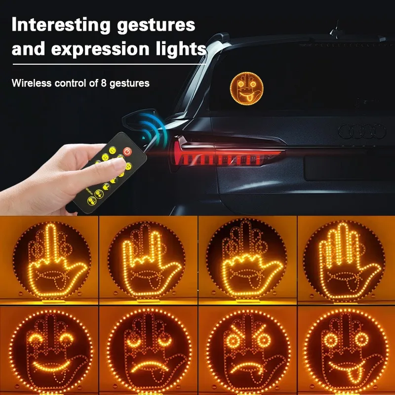 Finger Car Light with Remote 4 Emojis and 4 Gestures Cool Car LED Sign Road Rage LED Sign for Car Fun Car Gadgets Truck Accessories for Men & Women
Finger Car Light with Remote 4 Emojis and 4 Gestures Cool Car LED Sign Road Rage LED Sign for Car Fun Car Gadgets Truck Accessories for Men & Women