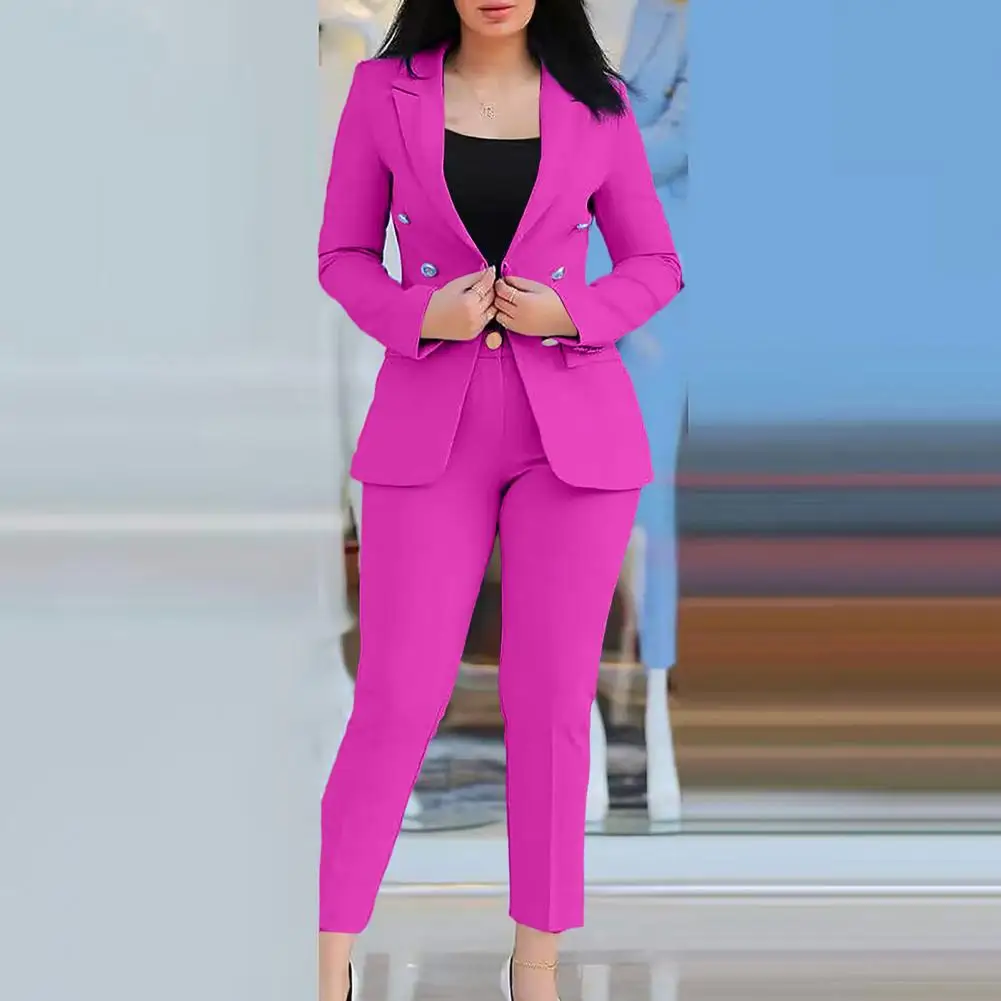 Formal Trouser Suit Set Double-breasted Women's Coat Pants Suit with Slim Fit Pants High Waist Button Closure Formal for Lady
Formal Trouser Suit Set Double-breasted Women's Coat Pants Suit with Slim Fit Pants High Waist Button Closure Formal for Lady