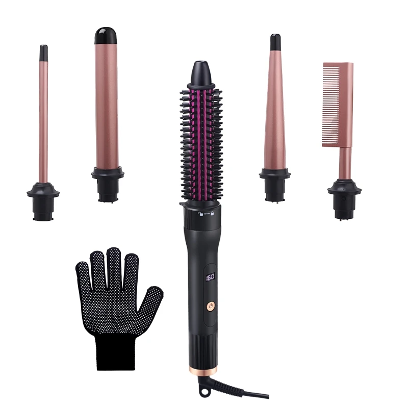 5-in-1 Interchangeable Hot Comb Hair Styler Set Multifunctional Curling Wand Straightening Brush With Anti-Scald Glove
5-in-1 Interchangeable Hot Comb Hair Styler Set Multifunctional Curling Wand Straightening Brush With Anti-Scald Glove