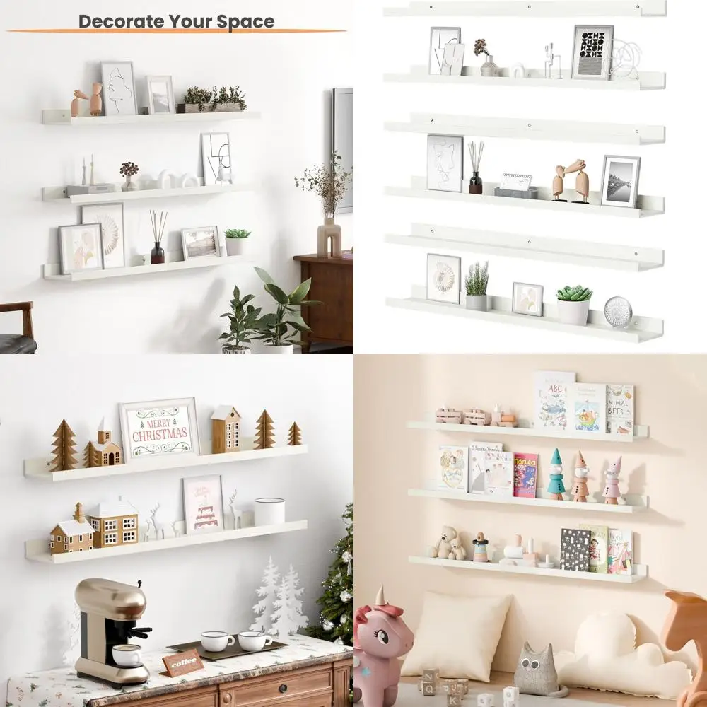 Set of 6, 35.5 White Wooden Floating Shelves for Wall, Ideal for Home Decor and Storage in Various Rooms
Set of 6, 35.5 White Wooden Floating Shelves for Wall, Ideal for Home Decor and Storage in Various Rooms
