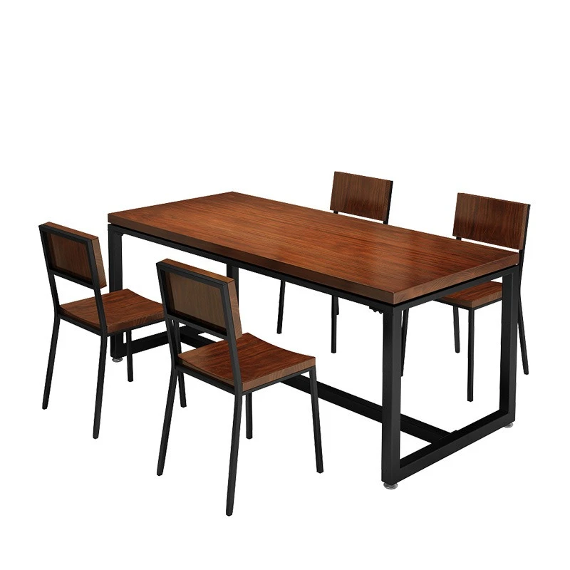 Wrought iron household dining table and chair combination, modern simple rectangle
Wrought iron household dining table and chair combination, modern simple rectangle