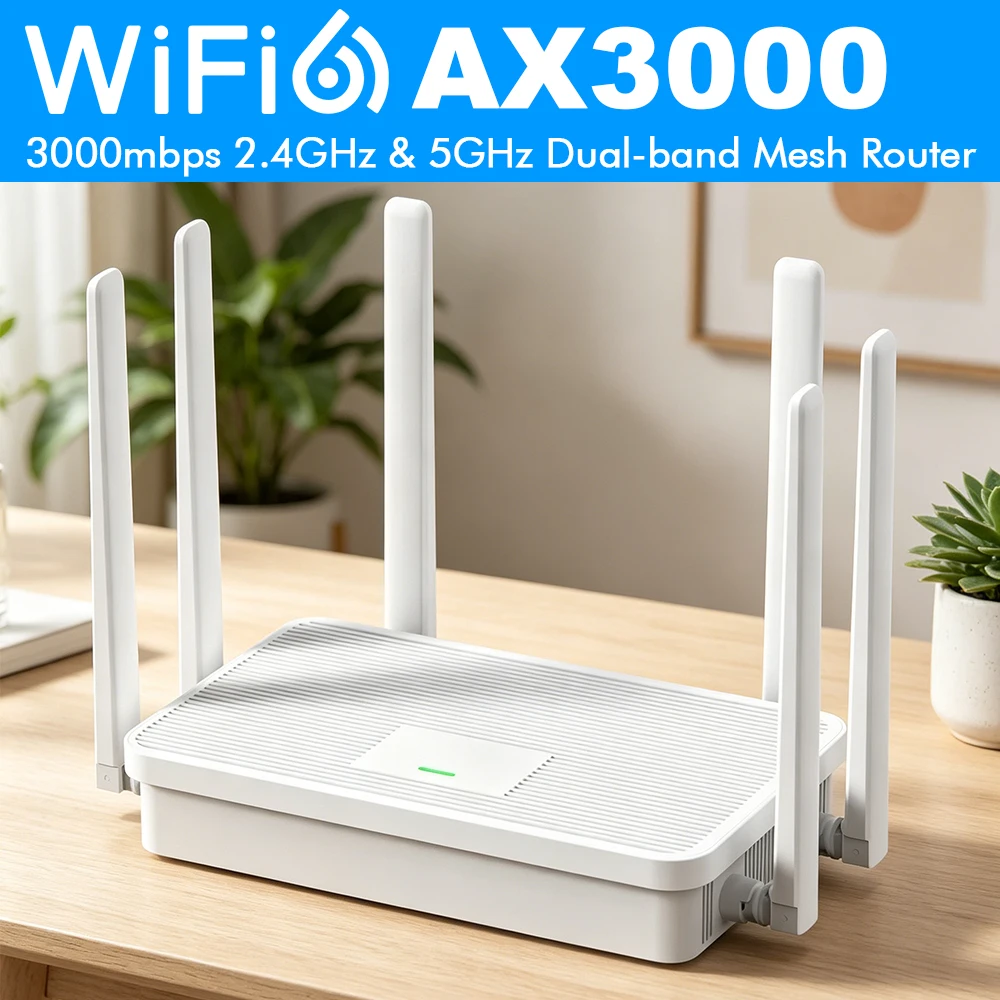 AX3000 WIFI6 Router Gigabit 2.4G/5GHz 802.11AX Wireless Signal Amplifier Booster Dual-Band 5G System WPA3 for Home Office
AX3000 WIFI6 Router Gigabit 2.4G/5GHz 802.11AX Wireless Signal Amplifier Booster Dual-Band 5G System WPA3 for Home Office