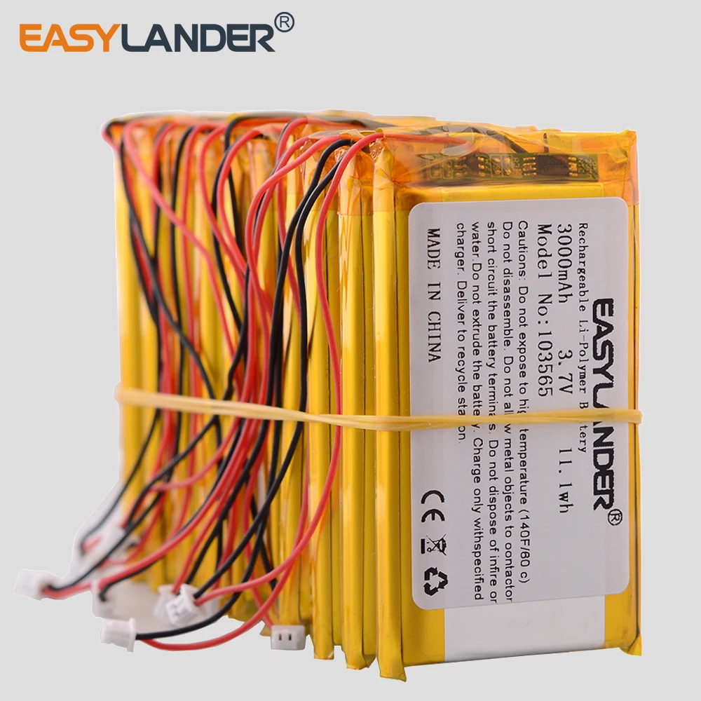 10pcs/Lot Silicone Wires 103565 103665 3.7V 3000mAh JST1.25 2P Li-Polymer Battery for console Miyoo Mini Plus Game machine
10pcs/Lot Silicone Wires 103565 103665 3.7V 3000mAh JST1.25 2P Li-Polymer Battery for console Miyoo Mini Plus Game machine