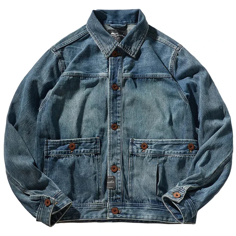 Japanese retro heavy denim washed to make old jackets Men's Amikaji American casual pocket tooling jacket tide
Japanese retro heavy denim washed to make old jackets Men's Amikaji American casual pocket tooling jacket tide