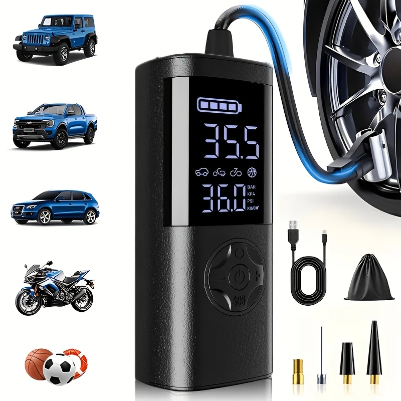 Portable Tire Inflator, 150 PSI Quick InflationAir Compressor with Digital Pressure Gauge, USB Charging, Air Pump with Strong Light for Car, Motorcycle, Electric Bike, And Bicycle, Tire Inflator Portable, Car Inflator for Tires
Portable Tire Inflator, 150 PSI Quick InflationAir Compressor with Digital Pressure Gauge, USB Charging, Air Pump with Strong Light for Car, Motorcycle, Electric Bike, And Bicycle, Tire Inflator Portable, Car Inflator for Tires