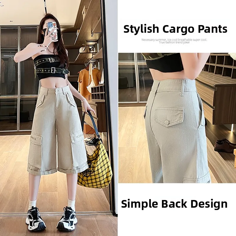 Grey Wide Leg Denim Shorts Women's Summer 2026 Loose Slimming Multi-Pocket Casual Straight Korean Style High Waist Nine-Piece
Grey Wide Leg Denim Shorts Women's Summer 2026 Loose Slimming Multi-Pocket Casual Straight Korean Style High Waist Nine-Piece