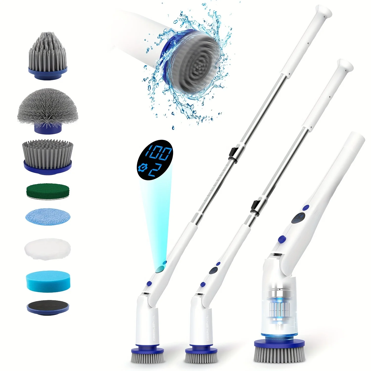 Strong Power Cordless Cleaning Brush with 7 Replaceable Brush Heads with Adjustable Handle Electric Spin Scrubber for Bathroom,
Strong Power Cordless Cleaning Brush with 7 Replaceable Brush Heads with Adjustable Handle Electric Spin Scrubber for Bathroom,