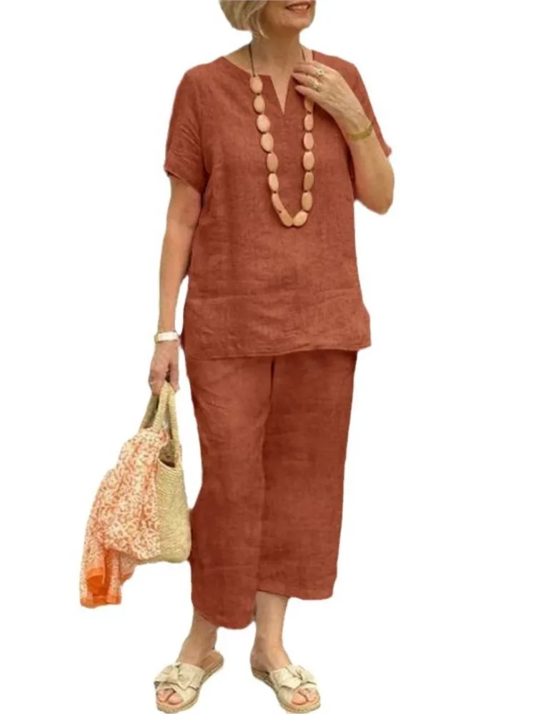 Two Piece Set Women's Cotton Linen 2025 Summer Outfits Casual Loose Fit Wide Leg Pants Solid Color Ladies 2 Piece Sets Clothing
Two Piece Set Women's Cotton Linen 2025 Summer Outfits Casual Loose Fit Wide Leg Pants Solid Color Ladies 2 Piece Sets Clothing