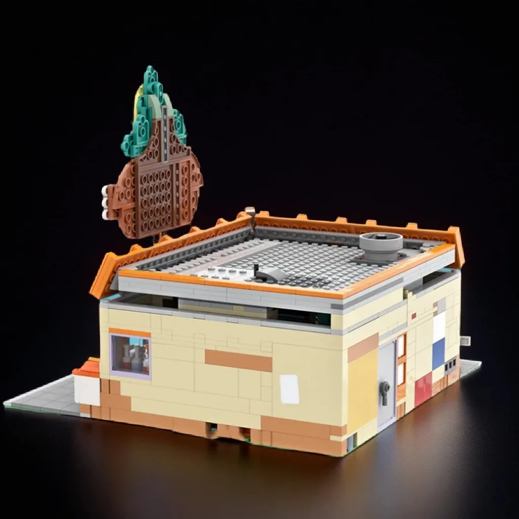 1413PCS MOC Street View Modular Krusty Burger Model Building Block Architecture DIY Assembly Display Home Decor Gift Collectible