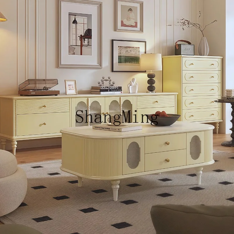 LXY cream wind solid wood coffee table TV cabinet combination living room household floor cabinet
LXY cream wind solid wood coffee table TV cabinet combination living room household floor cabinet
