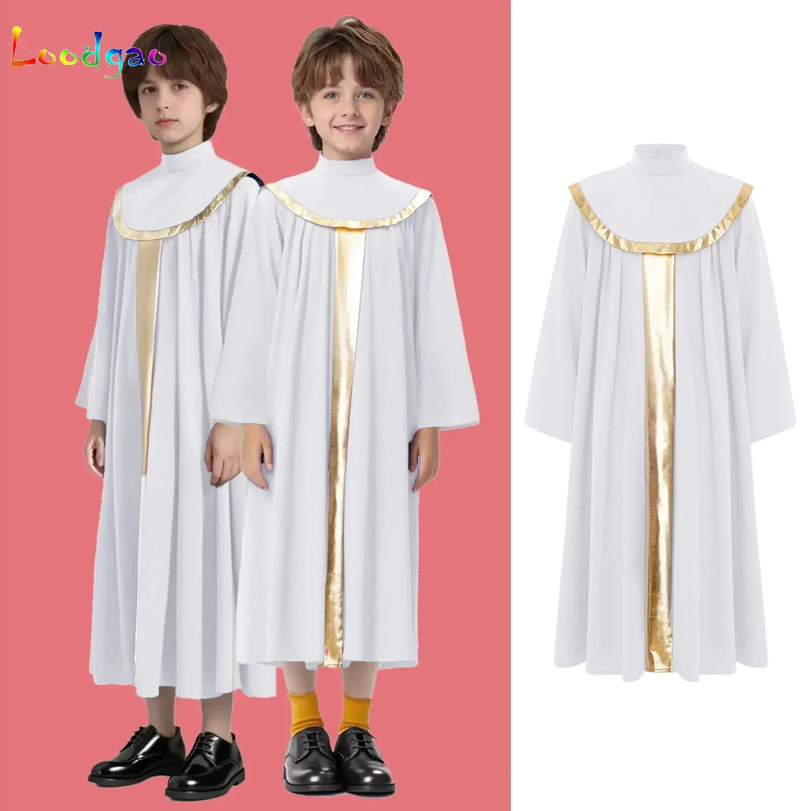 Boys Girl Choir Worship Praise Dance Pastor Robe Long Sleeve Metallic Color Block Gown for Church Events Halloween Cosplay Party
Boys Girl Choir Worship Praise Dance Pastor Robe Long Sleeve Metallic Color Block Gown for Church Events Halloween Cosplay Party