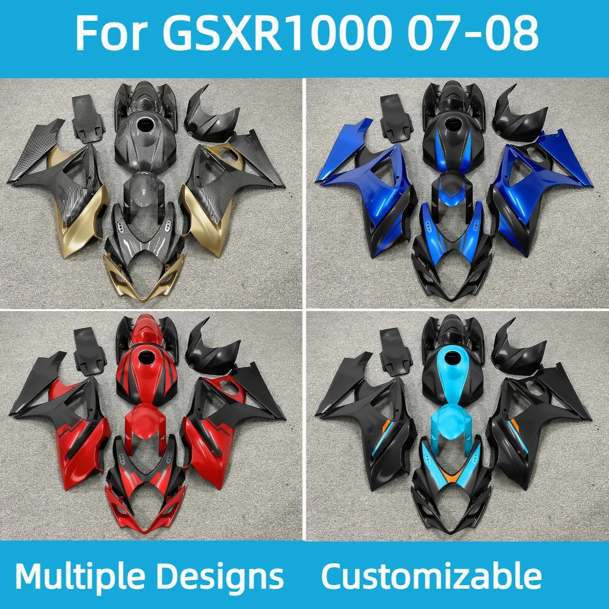 For GSXR1000 2007 2008 Injection Fairing Kit Motorcycle GSXR 1000 07 08 ABS Plastic Aftermarket Fairings
For GSXR1000 2007 2008 Injection Fairing Kit Motorcycle GSXR 1000 07 08 ABS Plastic Aftermarket Fairings