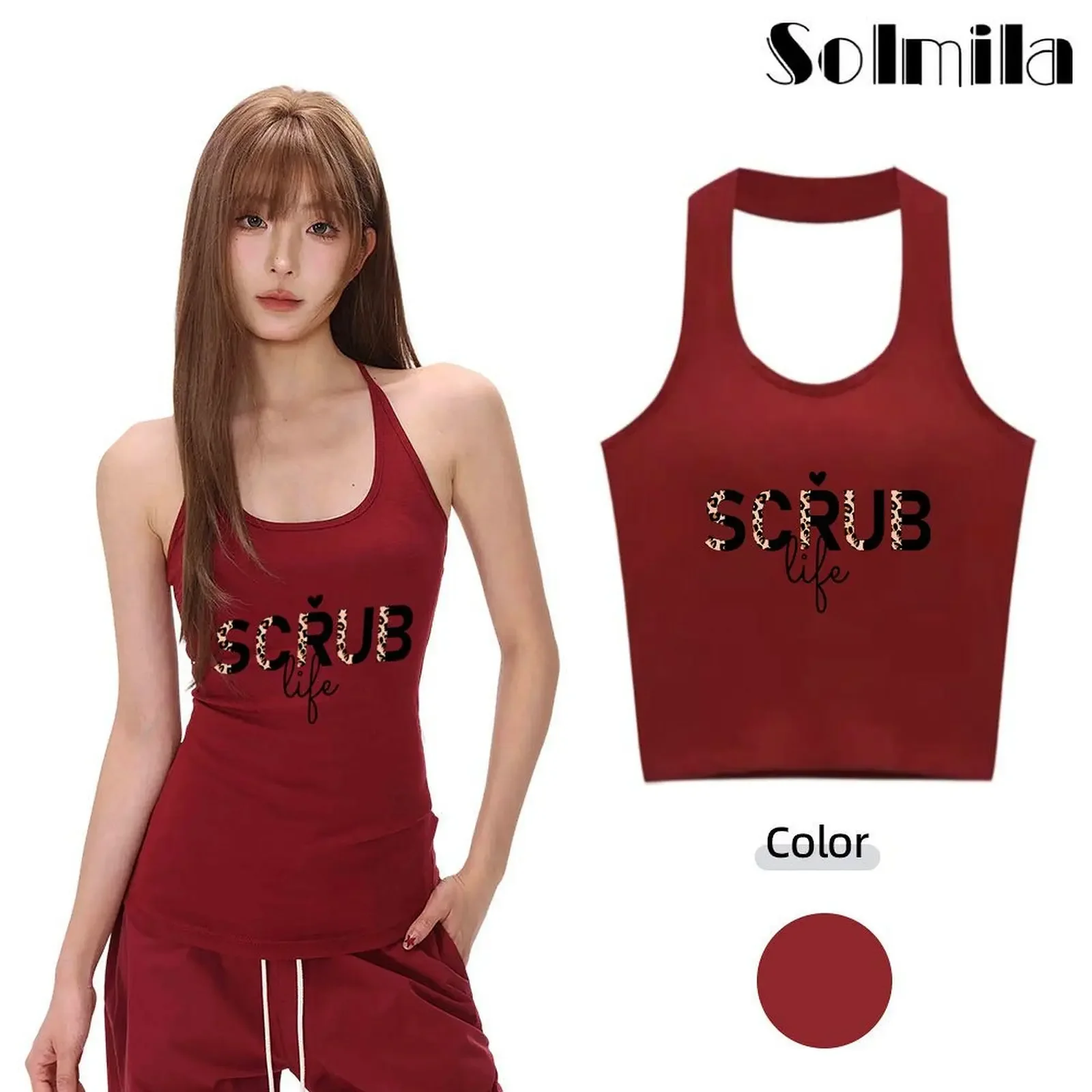 Summer Women's Korean Style Slim Fit Leopard Print Letter Print Halter Top Breathable Neck Sleeveless Breathable Beach Vest 2025
Summer Women's Korean Style Slim Fit Leopard Print Letter Print Halter Top Breathable Neck Sleeveless Breathable Beach Vest 2025