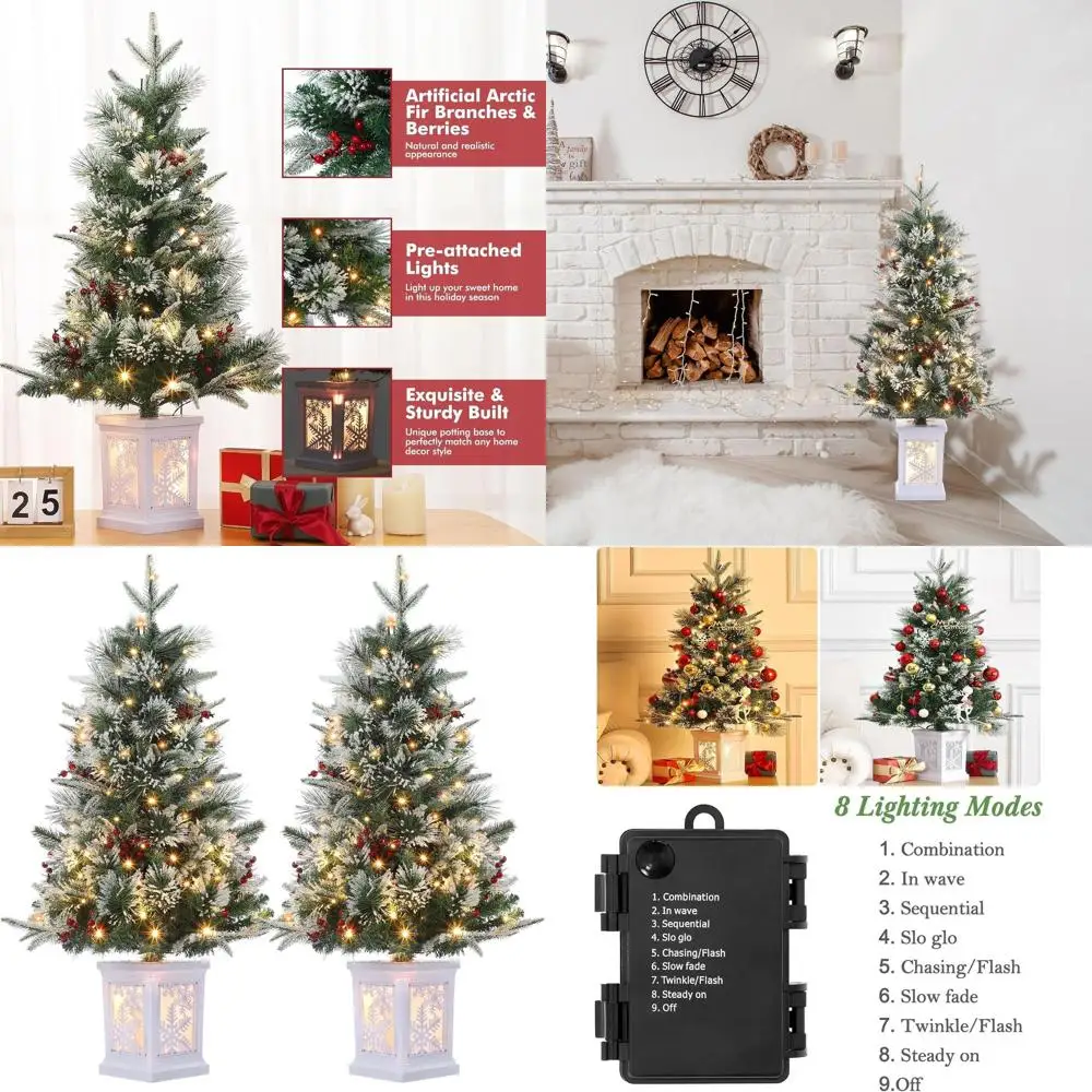 78-LED Fiber Optic Christmas Tree with Snowflake Base, 8-Mode Battery Box, Red Berries, Easy Assembly, 2-Piece Set
78-LED Fiber Optic Christmas Tree with Snowflake Base, 8-Mode Battery Box, Red Berries, Easy Assembly, 2-Piece Set