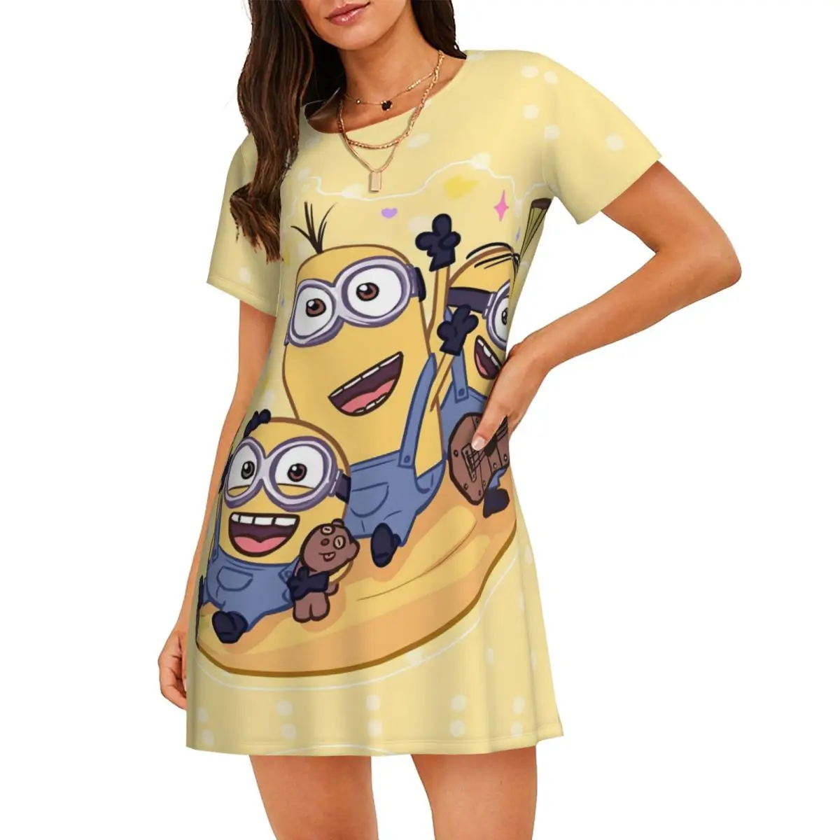 Женская ночная рубашка M-Minions с короткими рукавами для сна, женские пижамы, милое платье-банан, платье для сна
Женская ночная рубашка M-Minions с короткими рукавами для сна, женские пижамы, милое платье-банан, платье для сна