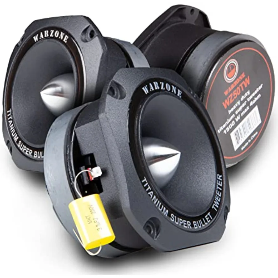 2X WZ50TW 1500W Heavy Duty Titanium Super Tweeter Loud Speaker 4-Ohms for Car, Van, ATV, Motorcycle, and Competition Pair (Blac
2X WZ50TW 1500W Heavy Duty Titanium Super Tweeter Loud Speaker 4-Ohms for Car, Van, ATV, Motorcycle, and Competition Pair (Blac