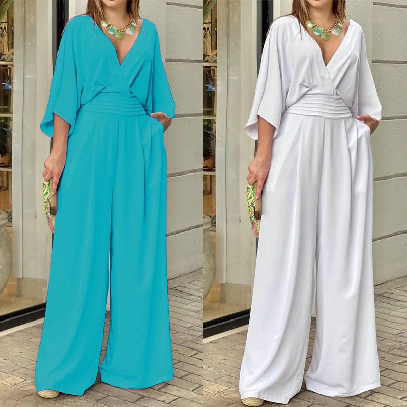 Casual Batwing Sleeve Wide Leg Jumpsuit Loose Fitting High Waist Long Pant Polyester Fiber Spring 2026 Ladies One-Piece Suit
Casual Batwing Sleeve Wide Leg Jumpsuit Loose Fitting High Waist Long Pant Polyester Fiber Spring 2026 Ladies One-Piece Suit