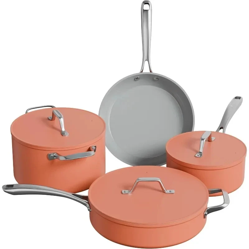 Non Stick Cookware Set, Ceramic Pots and Pans Set with Lid Oven Safe & Compatible with All Stovetops, Orange
Non Stick Cookware Set, Ceramic Pots and Pans Set with Lid Oven Safe & Compatible with All Stovetops, Orange