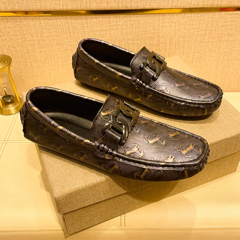 Men's Patterned Metal-Buckle Loafers, Men's Daily Casual Slip-On Footwear, Men's Reinforced Abrasion-Resistant Footwear
Men's Patterned Metal-Buckle Loafers, Men's Daily Casual Slip-On Footwear, Men's Reinforced Abrasion-Resistant Footwear