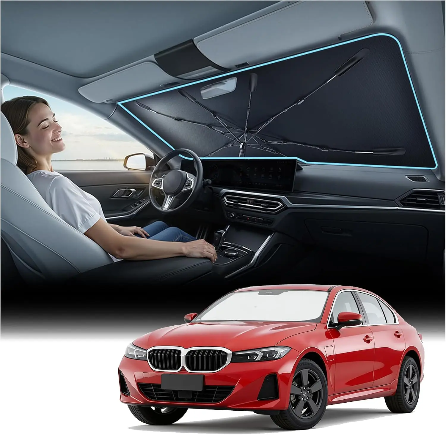Windshield Sun Shade Umbrella for BMW - Custom Fit, UV & Heat Protection, Keep Interior Cool
Windshield Sun Shade Umbrella for BMW - Custom Fit, UV & Heat Protection, Keep Interior Cool