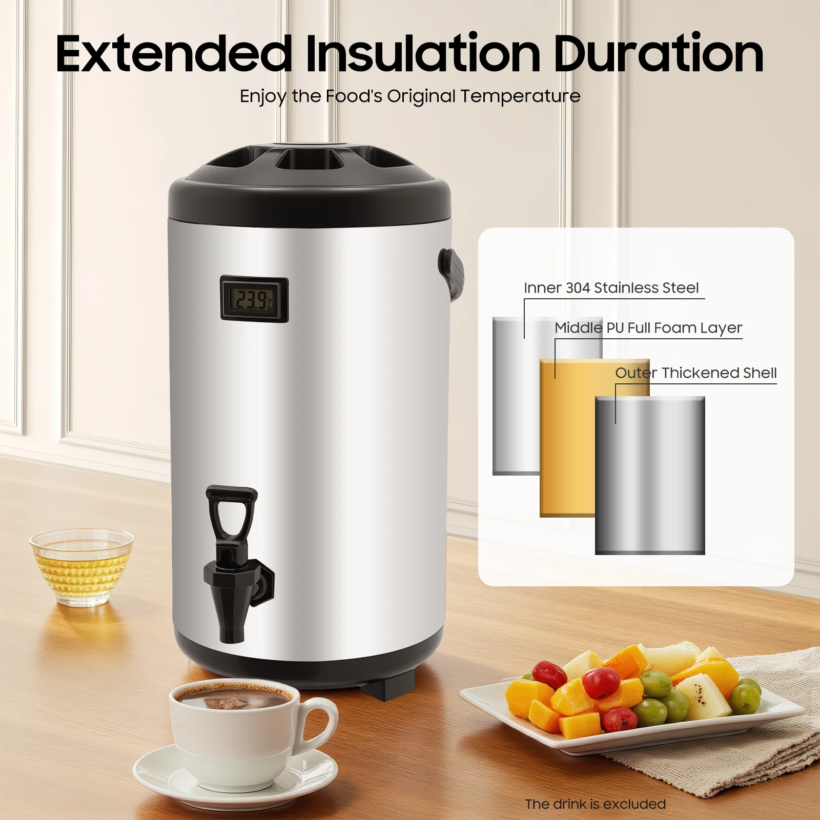 12L/ 3.17Gal Stainless Steel Insulated Beverage Dispenser, Insulated Thermal Hot and Cold Beverage Dispenser with Spigot
12L/ 3.17Gal Stainless Steel Insulated Beverage Dispenser, Insulated Thermal Hot and Cold Beverage Dispenser with Spigot