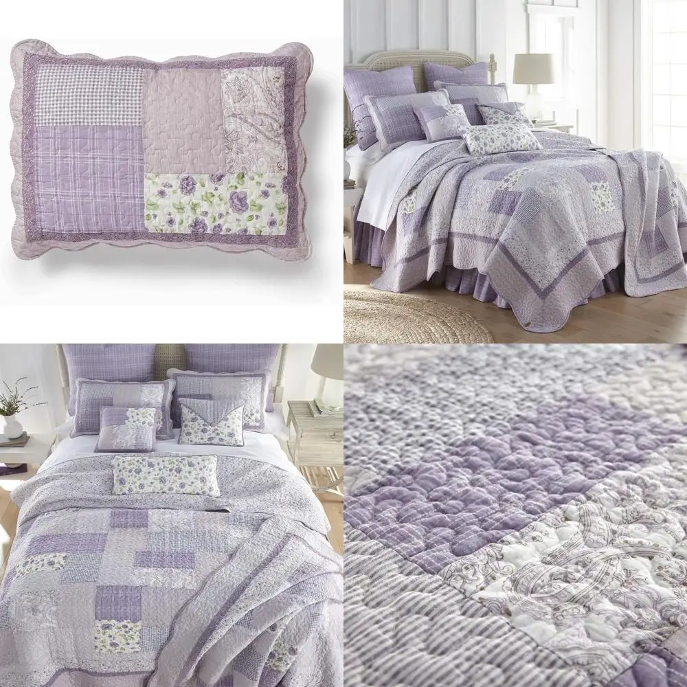 Elegant Lavender Rose Quilt Set - King Size, 110x90, 1 Quilt and 2 Shams, Machine Washable
Elegant Lavender Rose Quilt Set - King Size, 110x90, 1 Quilt and 2 Shams, Machine Washable
