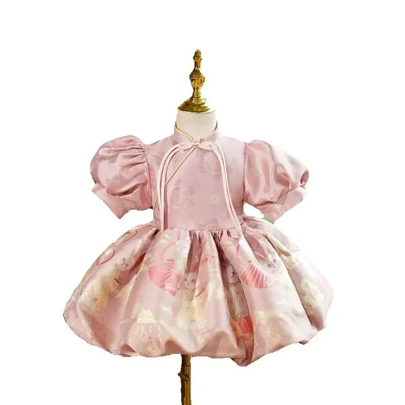Girl's Pink Bunny Birthday Party Dress Jacquard Satin Two Way Wear Bubble Gown with Detachable Shawl for 1-10Y Kids Chinese
Girl's Pink Bunny Birthday Party Dress Jacquard Satin Two Way Wear Bubble Gown with Detachable Shawl for 1-10Y Kids Chinese