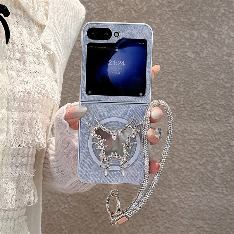 Fashion Denim Magnetic Phone Case For Samsung Galaxy Z Flip 7 6 5 4 3 Z Flip5 Flip6 Cover with Magsafe Mirror Stand Grip Chain
Fashion Denim Magnetic Phone Case For Samsung Galaxy Z Flip 7 6 5 4 3 Z Flip5 Flip6 Cover with Magsafe Mirror Stand Grip Chain