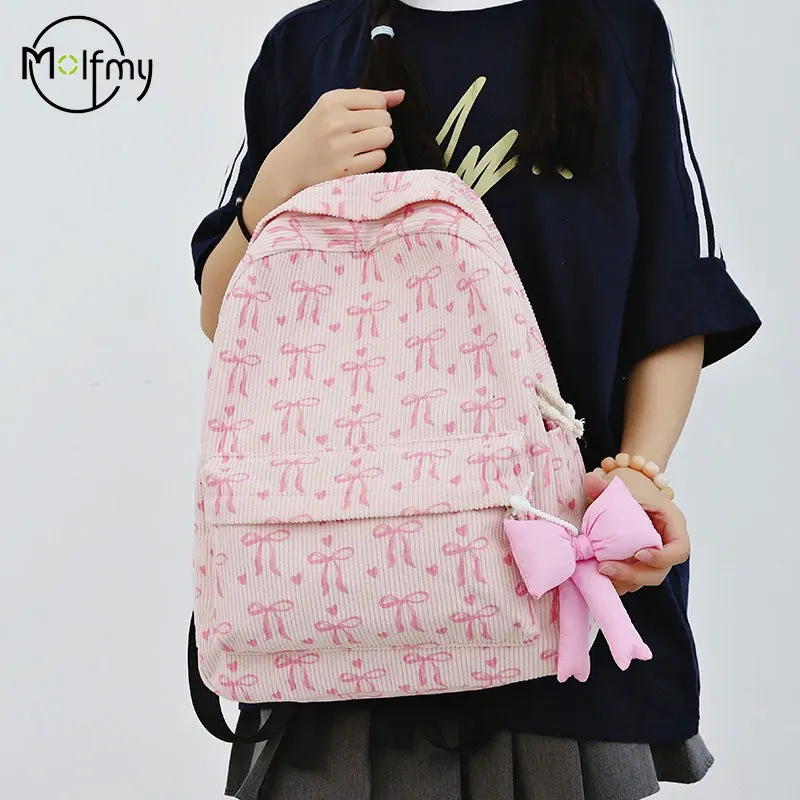 Corduroy Schoolbag Bow Pendant Fashion Large Capacity Bow Print Backpack Bag Students Backpack Women Travel Notebook Bag 2026
Corduroy Schoolbag Bow Pendant Fashion Large Capacity Bow Print Backpack Bag Students Backpack Women Travel Notebook Bag 2026