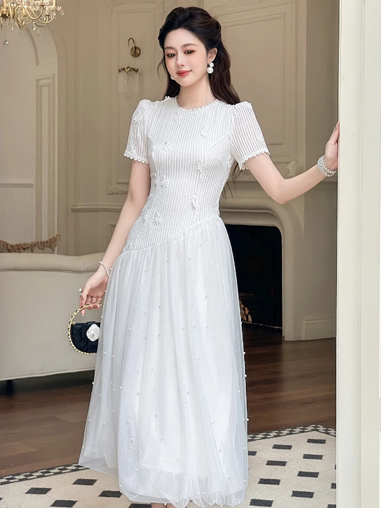 Sweet Elegant White Evening Dress Women's Pearl Tulle Swing Maxi Robe Female Formal Party Prom Vestidos Birthday Banquet Gown
Sweet Elegant White Evening Dress Women's Pearl Tulle Swing Maxi Robe Female Formal Party Prom Vestidos Birthday Banquet Gown