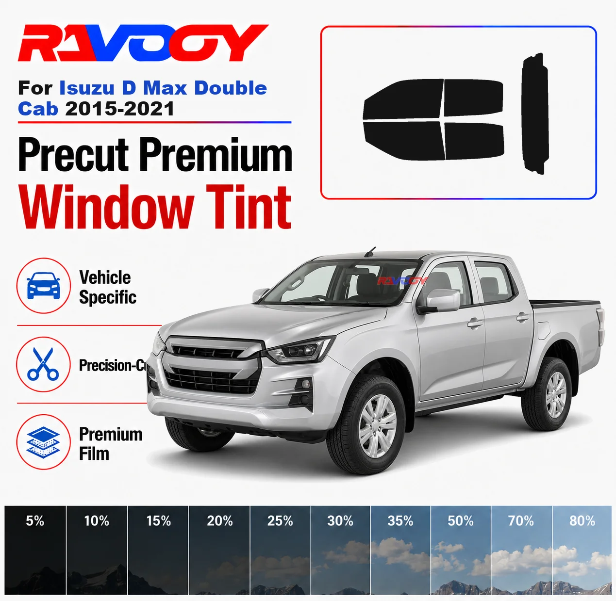 Premium Precut Window Tint Kit Front Windows Rear Windows Rear Windshield For Isuzu D Max Double Cab 2015-2021 Nano Ceramic Film
Premium Precut Window Tint Kit Front Windows Rear Windows Rear Windshield For Isuzu D Max Double Cab 2015-2021 Nano Ceramic Film
