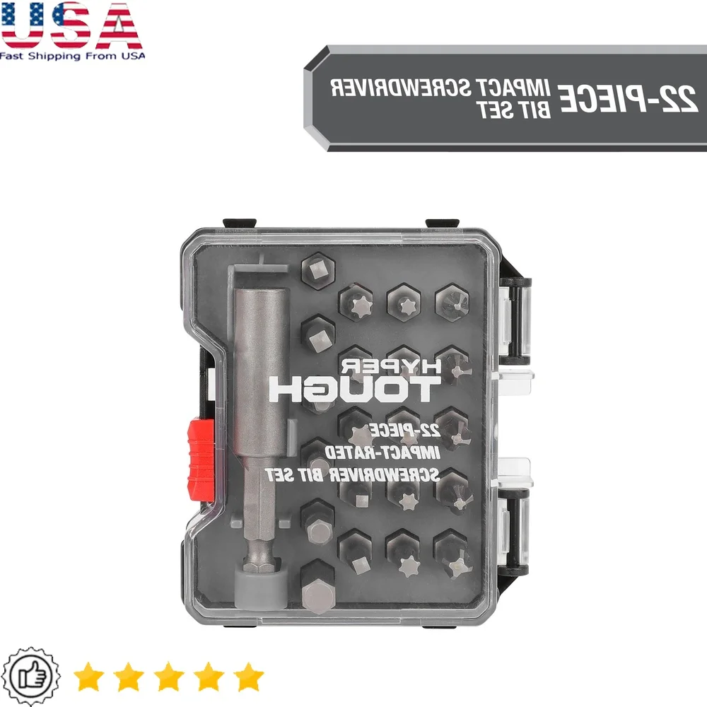22-Piece Impact Rated Screwdriver Bit Set with Magnetic Holder Durable Precision Bits Phillips Star Square Hex Drills and Impact
22-Piece Impact Rated Screwdriver Bit Set with Magnetic Holder Durable Precision Bits Phillips Star Square Hex Drills and Impact
