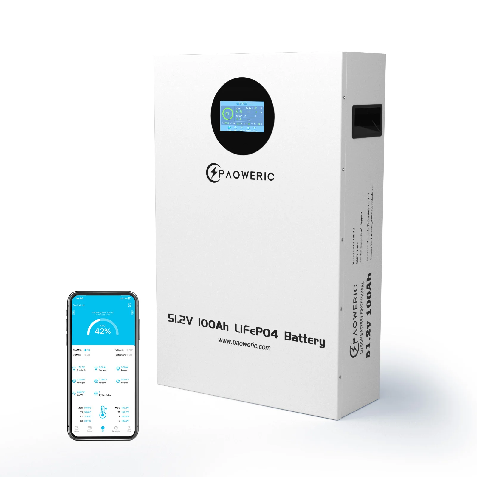 51.2V 100AH LiFePO4 Wall Mount Home Energy Storage Battery Smart WiFi APP Monitoring Solar Lithium Battery For Household Off-Grid Backup Power
51.2V 100AH LiFePO4 Wall Mount Home Energy Storage Battery Smart WiFi APP Monitoring Solar Lithium Battery For Household Off-Grid Backup Power