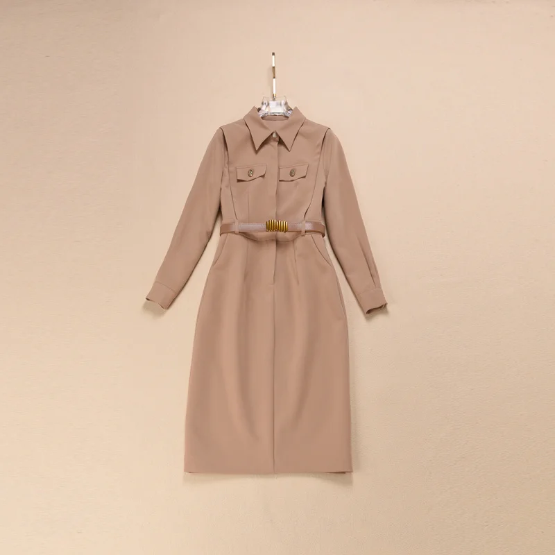 Fall 2024 Collection: Notched Collar Long-Sleeve Dress - Waist-Defining Belted Single-Breasted Office Wear women dress
Fall 2024 Collection: Notched Collar Long-Sleeve Dress - Waist-Defining Belted Single-Breasted Office Wear women dress