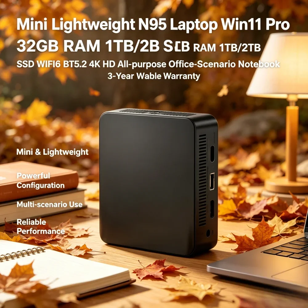Slim Mini N95 Notebook Win11 Pro 32GB RAM 1TB/2TB SSD WiFi6 BT5.2 4K High Definition All-scenario Laptop
Slim Mini N95 Notebook Win11 Pro 32GB RAM 1TB/2TB SSD WiFi6 BT5.2 4K High Definition All-scenario Laptop