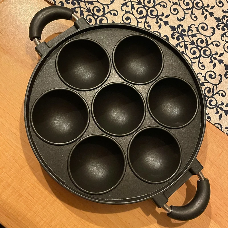 7-Hole Nonstick Stuffed Pancake Pan, Cast Aluminium Egg Cooker Frying Pan, Aebleskiver / Ebelskiver Maker
7-Hole Nonstick Stuffed Pancake Pan, Cast Aluminium Egg Cooker Frying Pan, Aebleskiver / Ebelskiver Maker
