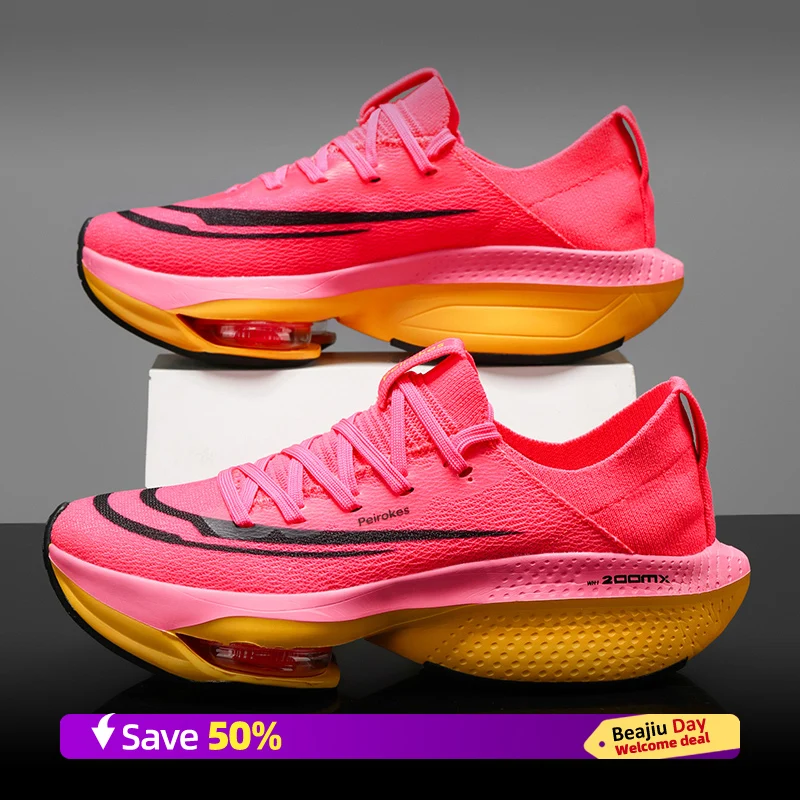 Air Cushion Marathon Men Sports Running Shoes Breathable Lightweight Women's Comfortable Athletic Nonskid Carbon Plate Sneakers
Air Cushion Marathon Men Sports Running Shoes Breathable Lightweight Women's Comfortable Athletic Nonskid Carbon Plate Sneakers
