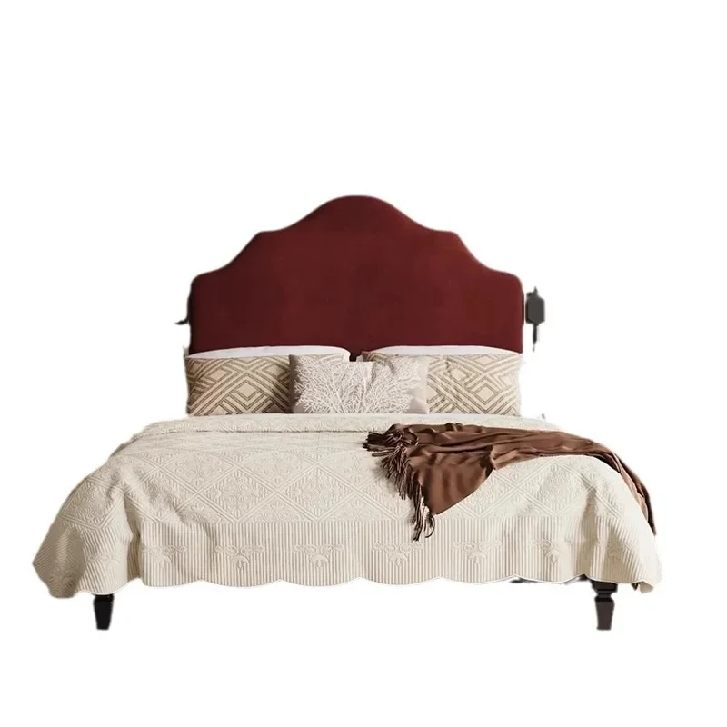 French retro, antique double bed, solid wood soft bed, high back bed American, simple Roman column
French retro, antique double bed, solid wood soft bed, high back bed American, simple Roman column